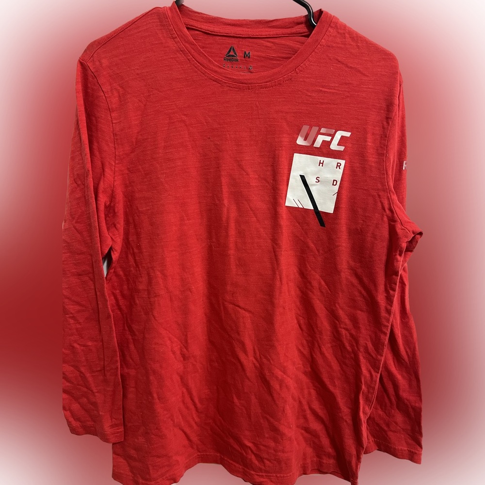 Red Reebok UFC shirt with octagon on the back Size: M